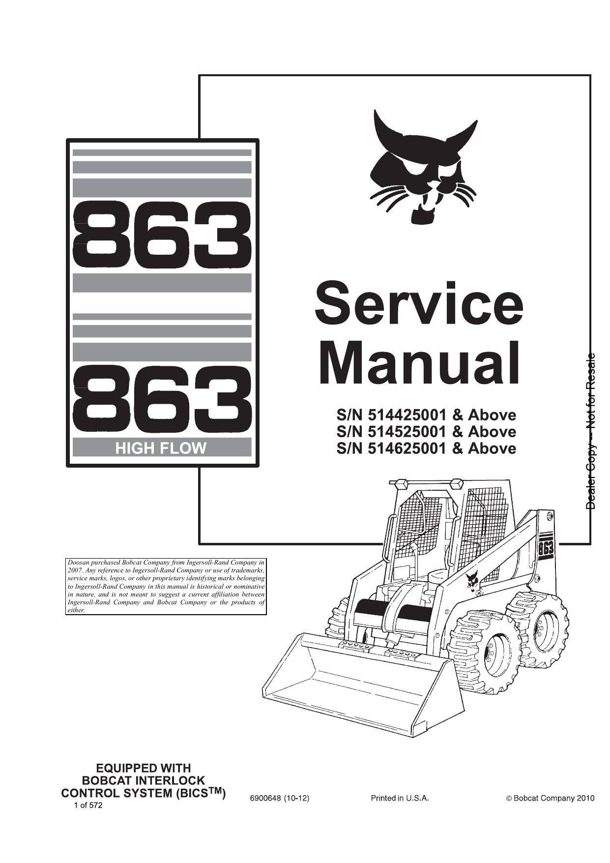 863 Loader Service Manual Bobcat 2